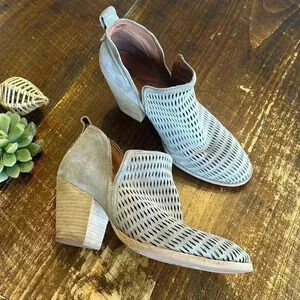 Jeffrey Campbell | Perforated Suede Ankle Booties, Size 10